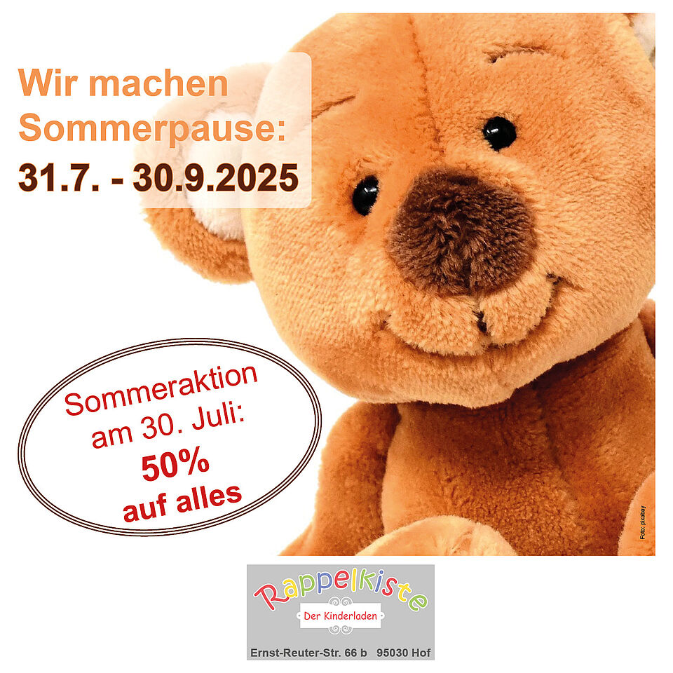 Sommerpause in der Rappelkiste vom 31. Juli bis  30. September