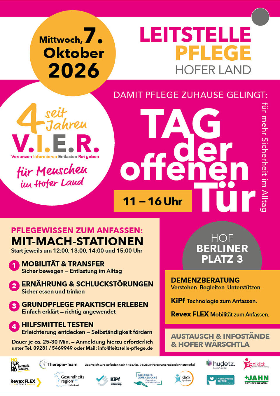 Plakat mit Infos zum Ablauf des Tages der offenen Tür