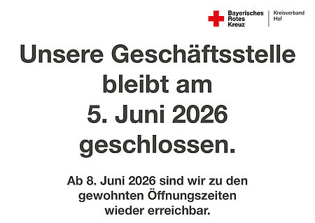 Geschäftsstelle am 5. Juni 2026 geschlossen