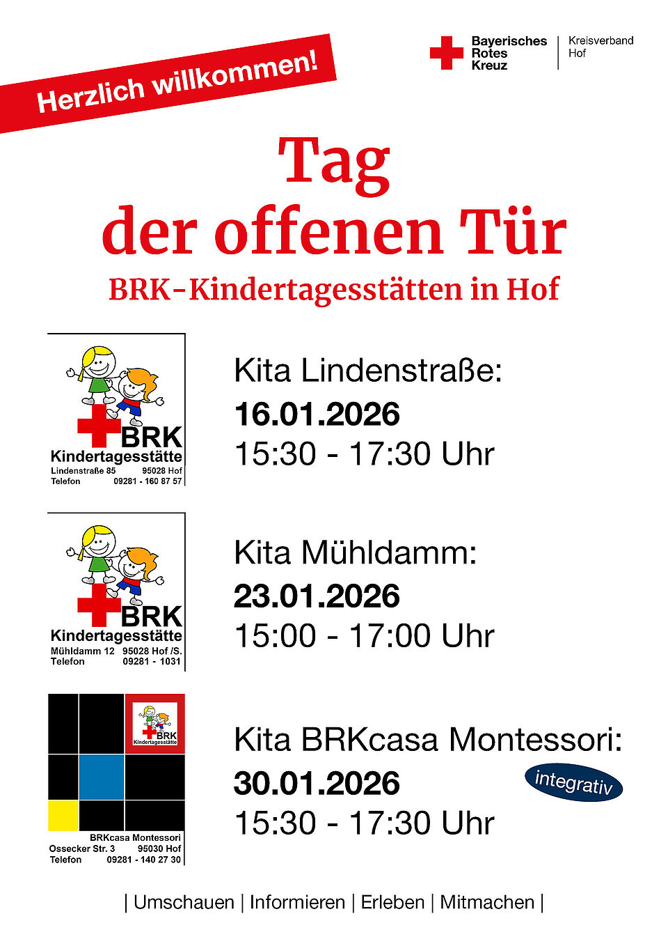 Termine Tag der offenen Tür in den Hofer Kitas